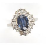 1.35ct blue sapphire and simulant ring