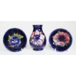 Three Walter Moorcroft 'Anemone' pieces