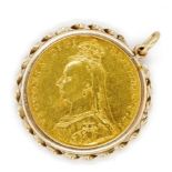 Victorian 1890 Melbourne gold Sovereign pendant