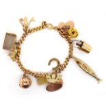 Gold charm bracelet with Masonic cross orb