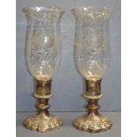 Pair of Barker Ellis silver plated storm lamps