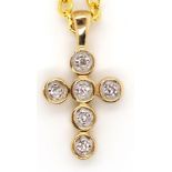 9ct yellow gold and diamond cross