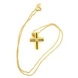 18ct yellow gold and diamond cross and chain