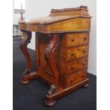 Victorian burr walnut davenport