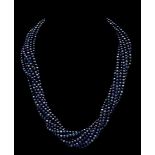 Black pearl multi strand necklace