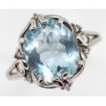 Aquamarine, white gold and diamond ring