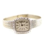 14ct white gold and diamond ladies watch