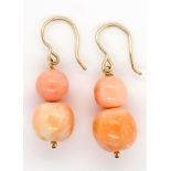 Italian rose coral bead earrings