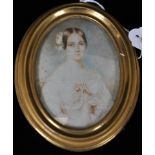 Antique French handpainted portrait of a lady