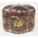 Antique English Chinoiserie melon shaped box