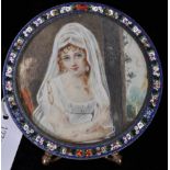 Antique Italian handpainted portrait of a lady