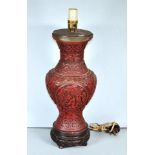 Vintage Chinese Cinnabar lacquer lamp base