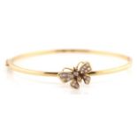 14ct yellow gold and diamond butterfly bangle