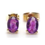 14ct yellow gold and amethyst stud earrings
