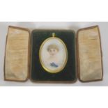 Antique portrait miniature in oval frame