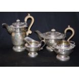 Four piece sterling silver tea service