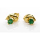 9ct yellow gold and emerald stud earrings