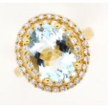 2.90ct Aquamarine diamond and white gold ring