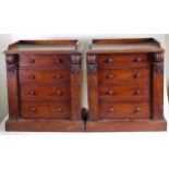 Pair of small mahogany 4 drawer chests