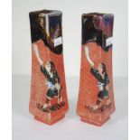 Pair of Sumida Gawa Japanese pottery vases