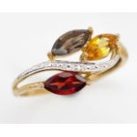 Mutli gemstone 9ct gold ring