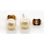 6mm pearl and 9ct stud earrings