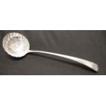 George III Irish sterling silver soup ladle