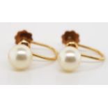 Mikimoto pearl and 9ct gold ear clips