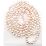 Opera length Akoya white pearl necklace