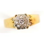 18ct gold, platinum and diamond cluster ring