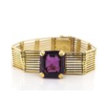 9ct yellow gold and amethyst bracelet