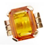 9ct gold and orange gemstone ring