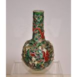 Chinese Qing dynasty polychrome bottle vase