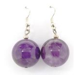 Silver and amethyst bead earrings