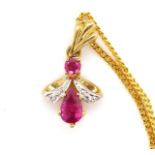 Pink sapphire, diamond and 9ct gold pendant