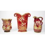 Two Rouge Royale Crown Devon vases & a jug