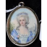 Antique French miniature portrait of a lady