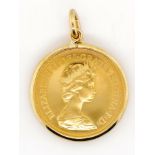 Elizabeth II 1980 gold sovereign set in a pendant