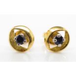 Sapphire and 18ct yellow gold stud earrings