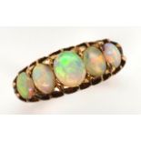 Antique 12ct gold and five stone opal ring
