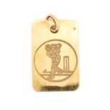 9ct rose gold cricket medal