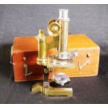Vintage wood cased Reichert Vienna microscope