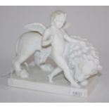 Victorian Parian lion & cherub figure