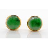 Jade and gold stud earrings