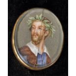 Antique French miniature portrait of a man