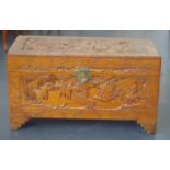 Oriental carved camphorwood trunk