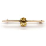 9ct gold and citrine bar brooch