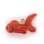 Italian coral and 9ct gold Koi pendant