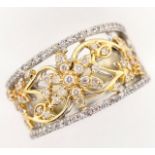 Two tone gold diamond set ring