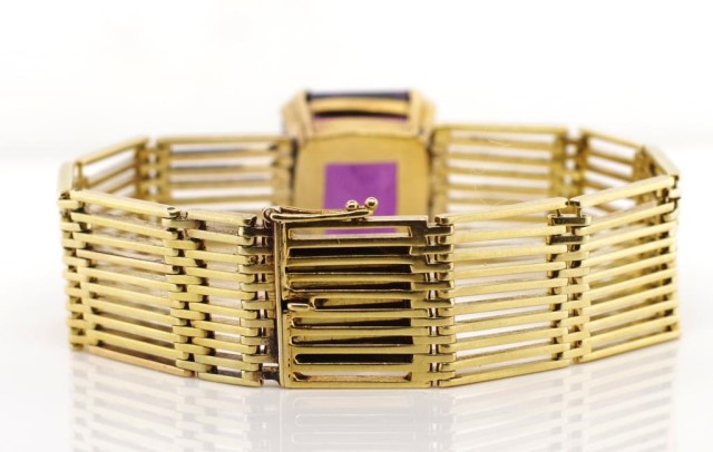 9ct yellow gold and amethyst bracelet - Image 3 of 5